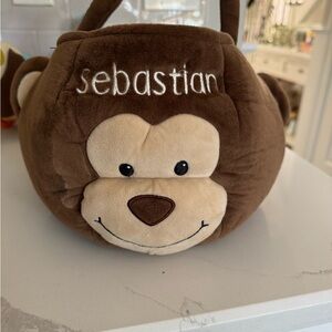 Charming Brown Monkey Plush basket
